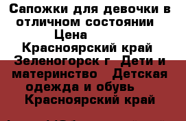 Сапожки для девочки в отличном состоянии › Цена ­ 700 - Красноярский край, Зеленогорск г. Дети и материнство » Детская одежда и обувь   . Красноярский край